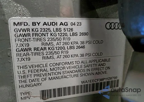 2023 Audi Q3 Premium Plus S Line 45 from USA, damaged, VIN WA1EECF38P1128799